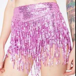 Pink sequin fringe dolls kill shorts